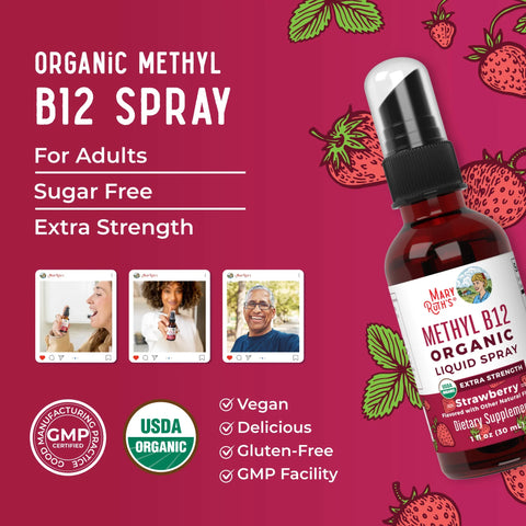 Methyl B12 Organic Spray, Strawberry