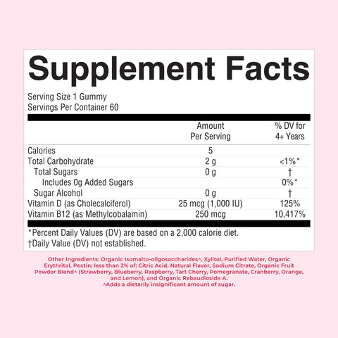 Sugar-Free D3 + B12 Gummies