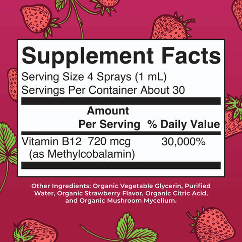 Methyl B12 Organic Spray, Strawberry