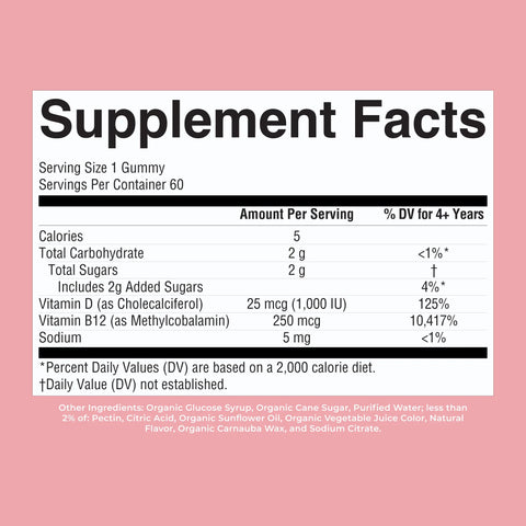 Organic D3+B12 Gummies